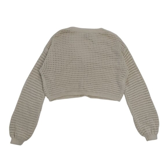 Freshman 1996 Womens Beige Cropped Knit Button-Up Cardigan Sweater L, NWT. - Picture 2 of 8